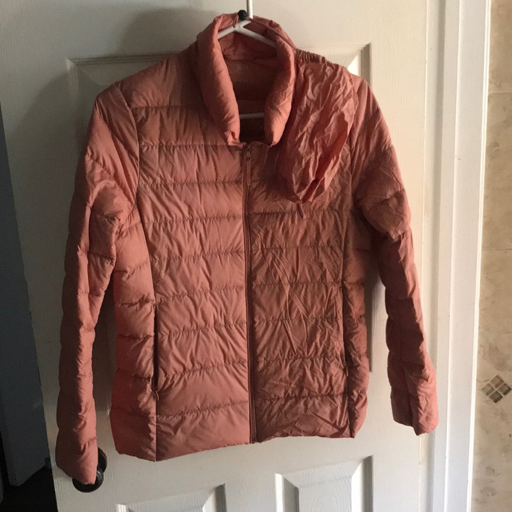 Blush pink Uniqlo down jacket